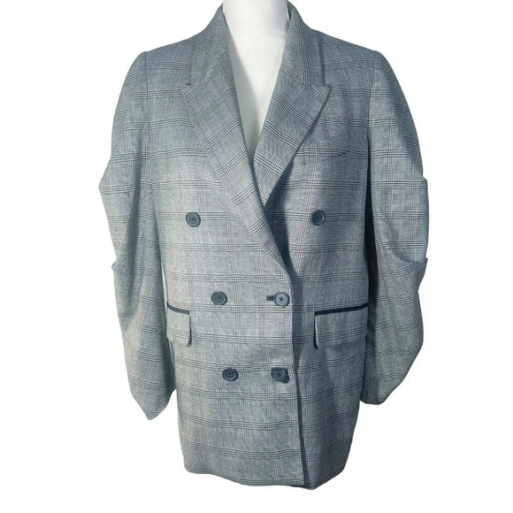 Like New Joie Tomika Blazer in Caviar Multi Double Breasted Plaid Jacket Size 4 - Picture 2 of 8
